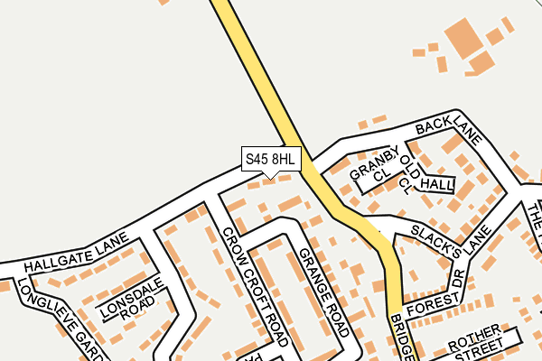 S45 8HL map - OS OpenMap – Local (Ordnance Survey)