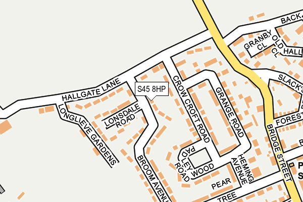 S45 8HP map - OS OpenMap – Local (Ordnance Survey)
