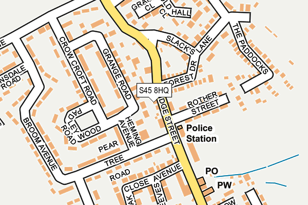 S45 8HQ map - OS OpenMap – Local (Ordnance Survey)
