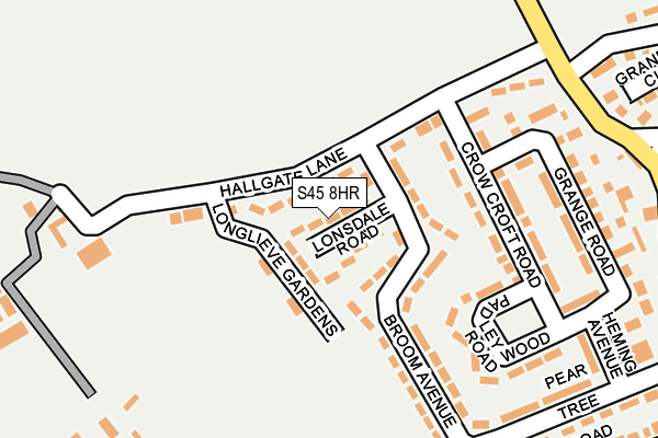 S45 8HR map - OS OpenMap – Local (Ordnance Survey)