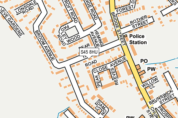 S45 8HU map - OS OpenMap – Local (Ordnance Survey)