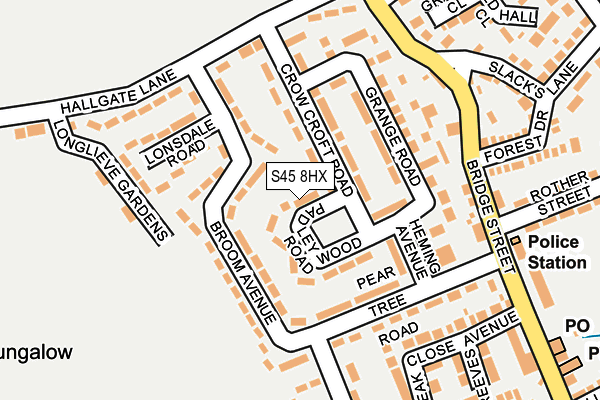 S45 8HX map - OS OpenMap – Local (Ordnance Survey)