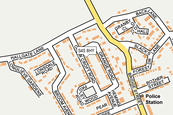 S45 8HY map - OS OpenMap – Local (Ordnance Survey)