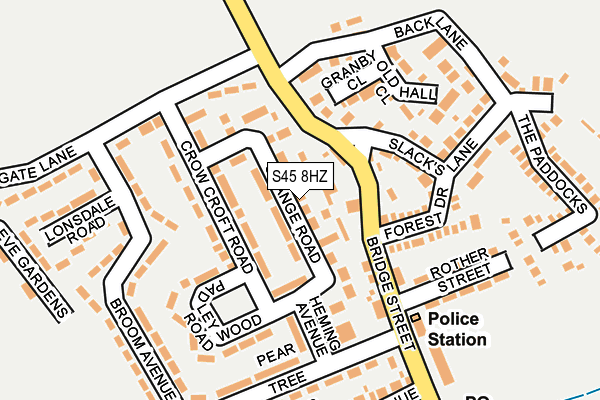 S45 8HZ map - OS OpenMap – Local (Ordnance Survey)