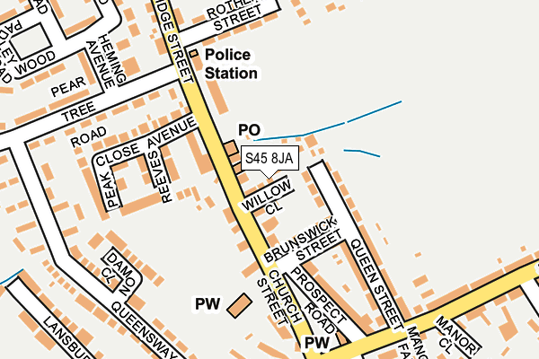 S45 8JA map - OS OpenMap – Local (Ordnance Survey)