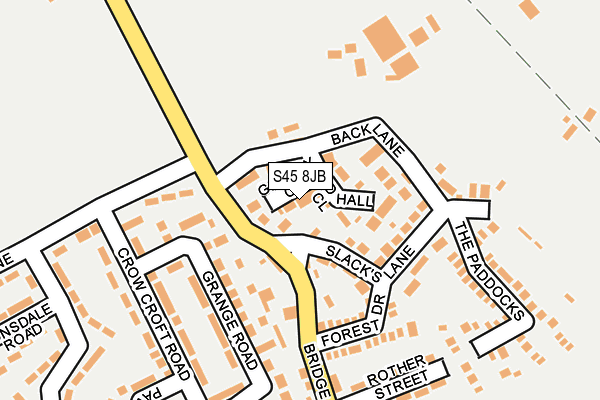 S45 8JB map - OS OpenMap – Local (Ordnance Survey)