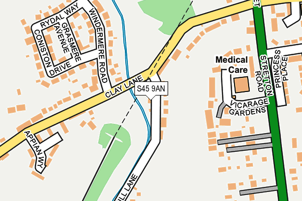 S45 9AN map - OS OpenMap – Local (Ordnance Survey)