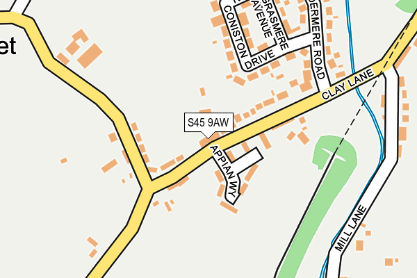 S45 9AW map - OS OpenMap – Local (Ordnance Survey)