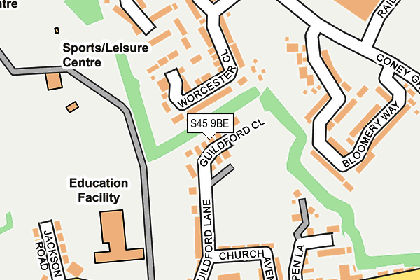 S45 9BE map - OS OpenMap – Local (Ordnance Survey)