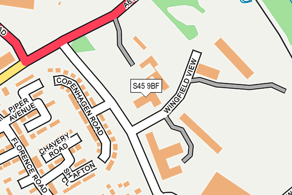 S45 9BF map - OS OpenMap – Local (Ordnance Survey)