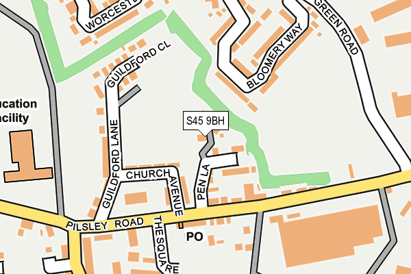 S45 9BH map - OS OpenMap – Local (Ordnance Survey)
