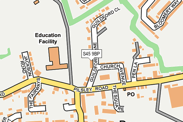 S45 9BP map - OS OpenMap – Local (Ordnance Survey)