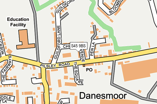 S45 9BS map - OS OpenMap – Local (Ordnance Survey)