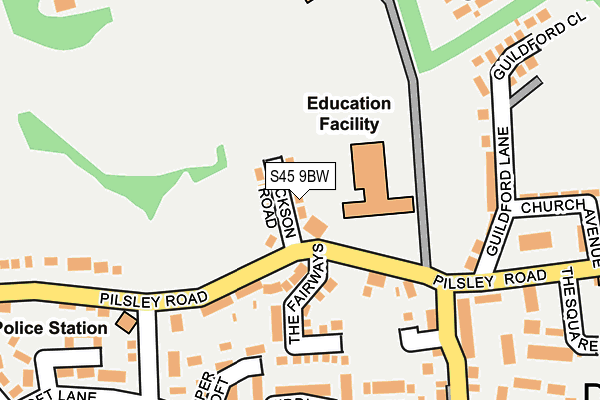 S45 9BW map - OS OpenMap – Local (Ordnance Survey)
