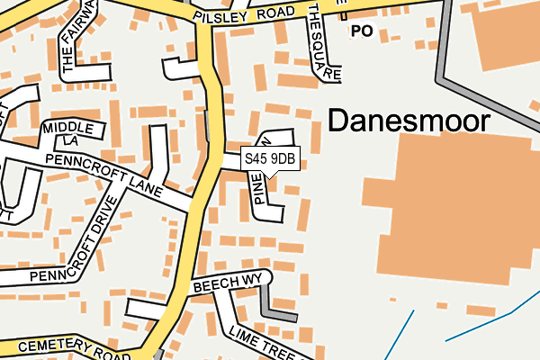 S45 9DB map - OS OpenMap – Local (Ordnance Survey)