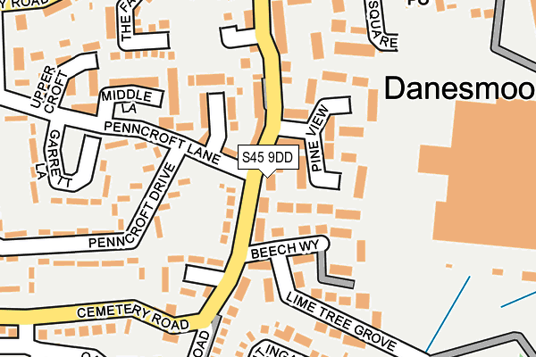 S45 9DD map - OS OpenMap – Local (Ordnance Survey)