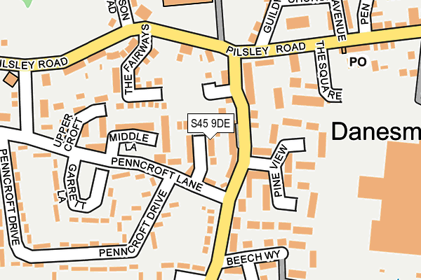 S45 9DE map - OS OpenMap – Local (Ordnance Survey)