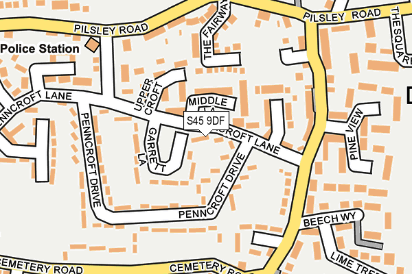 S45 9DF map - OS OpenMap – Local (Ordnance Survey)