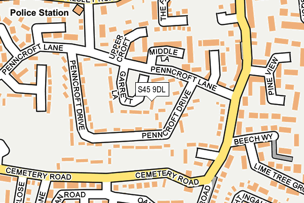 S45 9DL map - OS OpenMap – Local (Ordnance Survey)