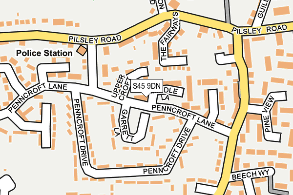 S45 9DN map - OS OpenMap – Local (Ordnance Survey)