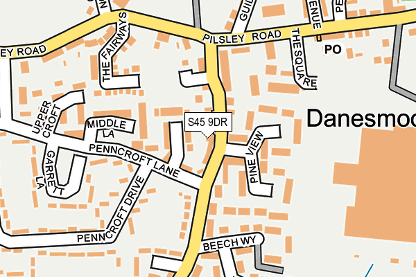 S45 9DR map - OS OpenMap – Local (Ordnance Survey)