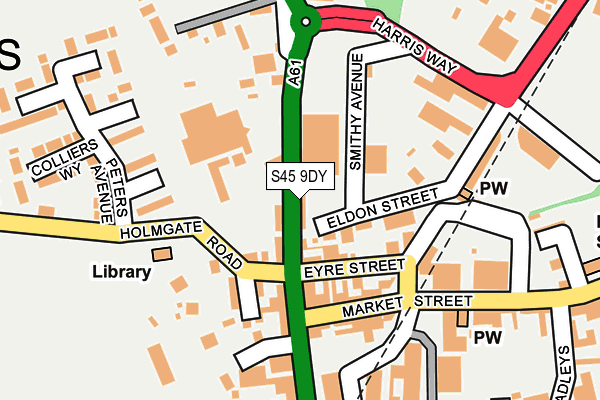 S45 9DY map - OS OpenMap – Local (Ordnance Survey)