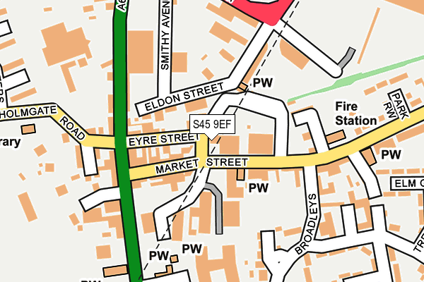 S45 9EF map - OS OpenMap – Local (Ordnance Survey)