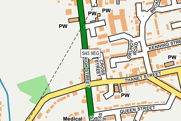 S45 9EG map - OS OpenMap – Local (Ordnance Survey)