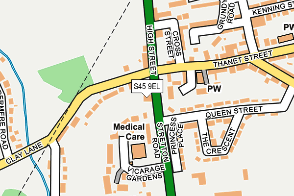 S45 9EL map - OS OpenMap – Local (Ordnance Survey)