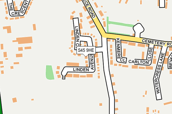 S45 9HE map - OS OpenMap – Local (Ordnance Survey)