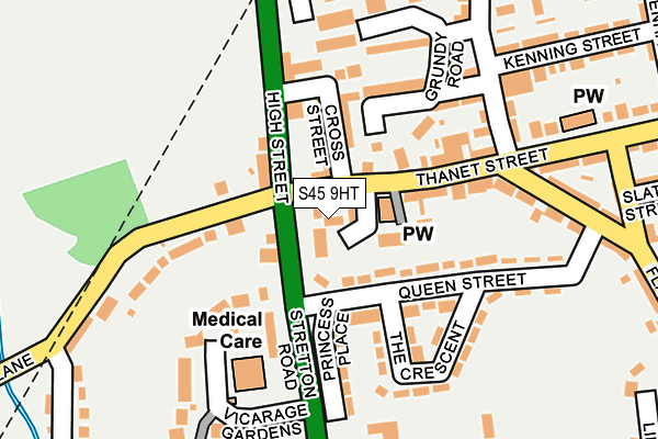 S45 9HT map - OS OpenMap – Local (Ordnance Survey)