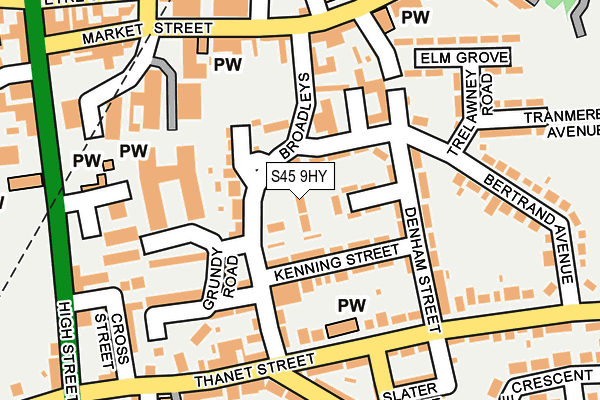 S45 9HY map - OS OpenMap – Local (Ordnance Survey)