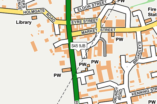 S45 9JB map - OS OpenMap – Local (Ordnance Survey)