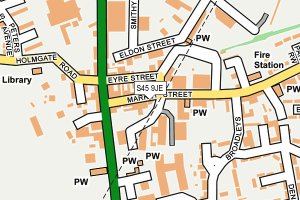 S45 9JE map - OS OpenMap – Local (Ordnance Survey)