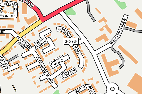 S45 9JF map - OS OpenMap – Local (Ordnance Survey)