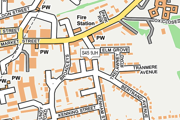 S45 9JH map - OS OpenMap – Local (Ordnance Survey)