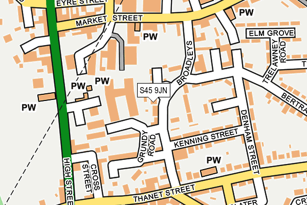 S45 9JN map - OS OpenMap – Local (Ordnance Survey)