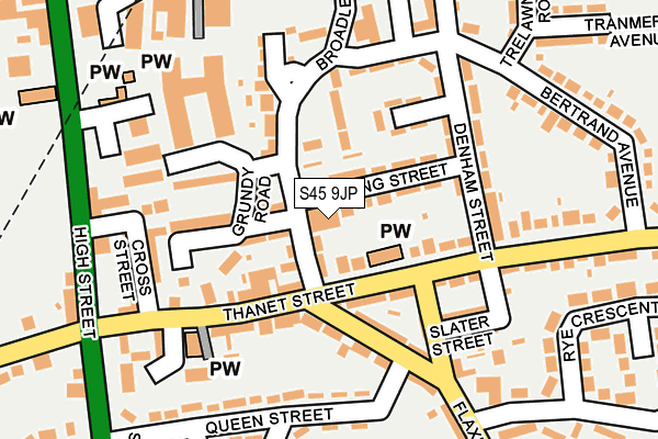 S45 9JP map - OS OpenMap – Local (Ordnance Survey)