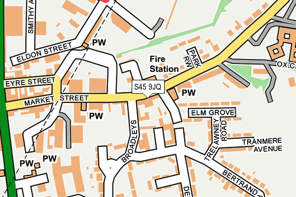 S45 9JQ map - OS OpenMap – Local (Ordnance Survey)