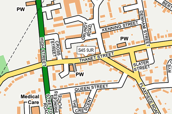 S45 9JR map - OS OpenMap – Local (Ordnance Survey)