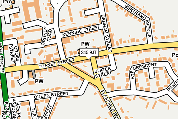 S45 9JT map - OS OpenMap – Local (Ordnance Survey)