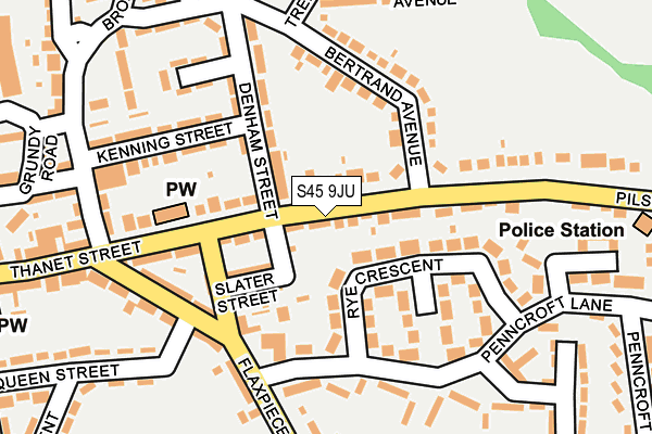 S45 9JU map - OS OpenMap – Local (Ordnance Survey)