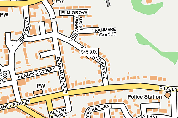 S45 9JX map - OS OpenMap – Local (Ordnance Survey)