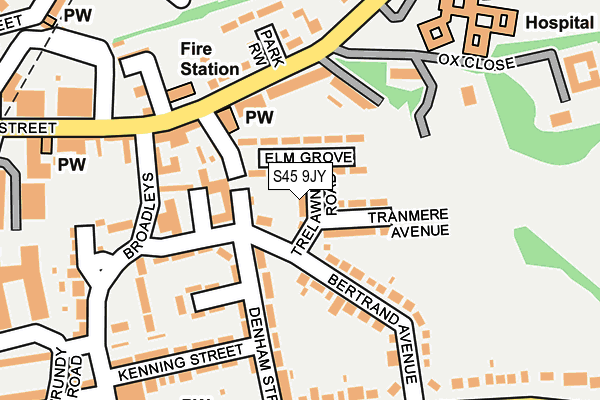 S45 9JY map - OS OpenMap – Local (Ordnance Survey)