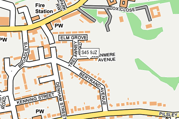 S45 9JZ map - OS OpenMap – Local (Ordnance Survey)