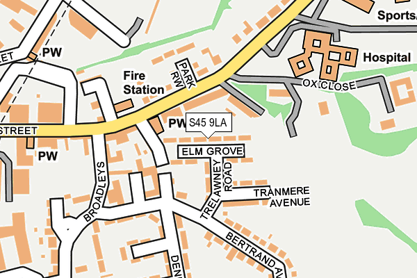 S45 9LA map - OS OpenMap – Local (Ordnance Survey)