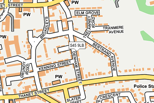 S45 9LB map - OS OpenMap – Local (Ordnance Survey)
