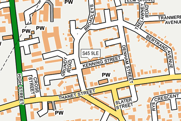 S45 9LE map - OS OpenMap – Local (Ordnance Survey)