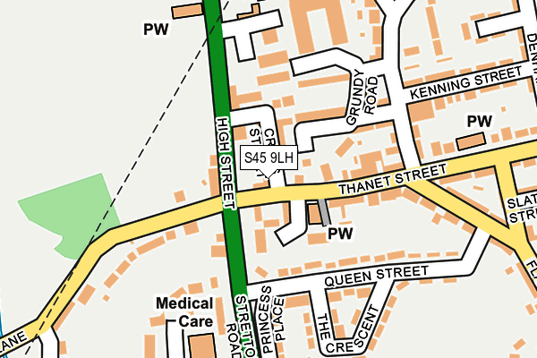 S45 9LH map - OS OpenMap – Local (Ordnance Survey)