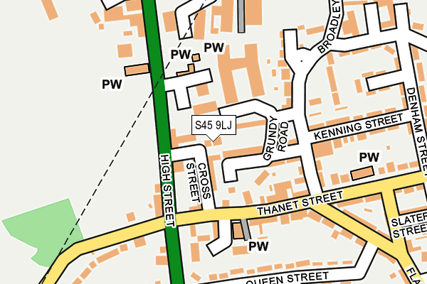 S45 9LJ map - OS OpenMap – Local (Ordnance Survey)